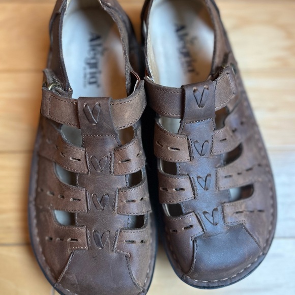 NWOT Alegria Pesca Fisherman Brown Leather Sandals with Black Sole - Picture 5 of 13